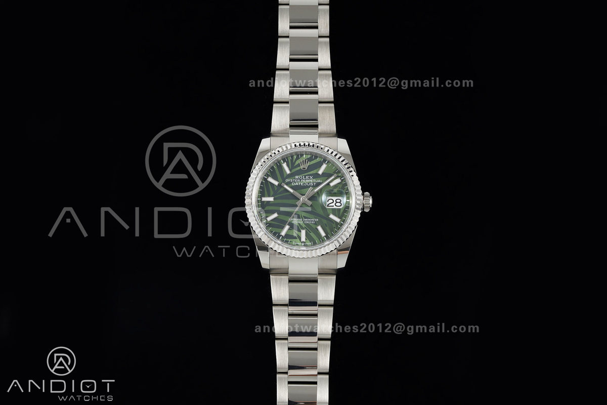 DateJust 36 SS 126234 ARF 1:1 Best Edition Green Leaves Stick Dial on Oyster Bracelet DD3235